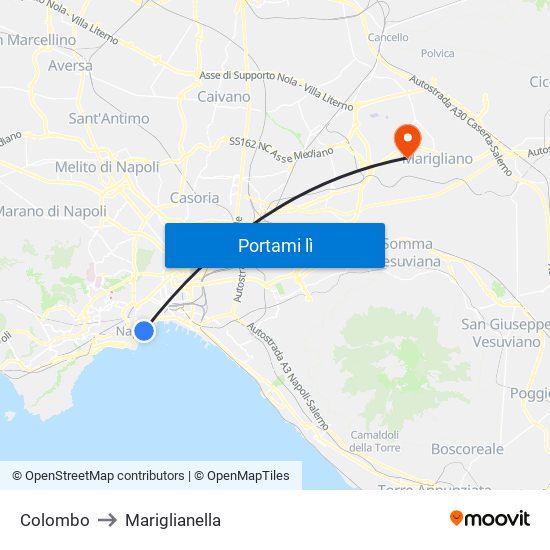 Colombo to Mariglianella map