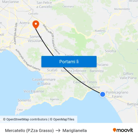 Mercatello (P.Zza Grasso) to Mariglianella map