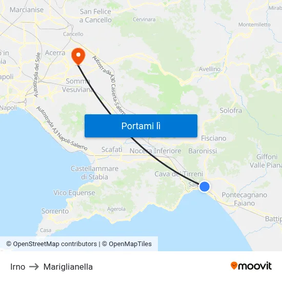 Irno to Mariglianella map