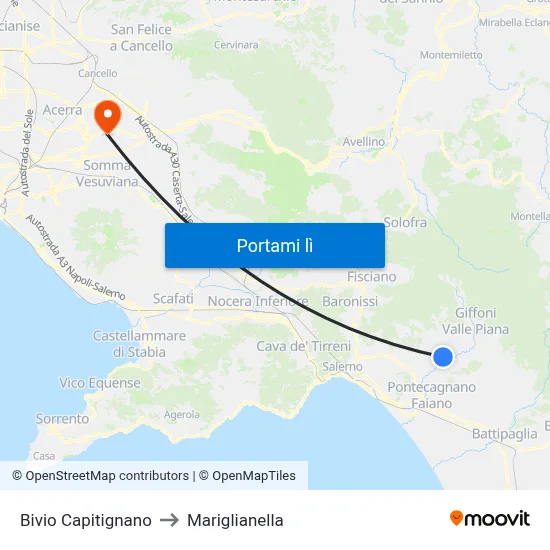 Bivio Capitignano to Mariglianella map