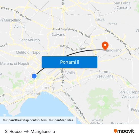 S. Rocco to Mariglianella map