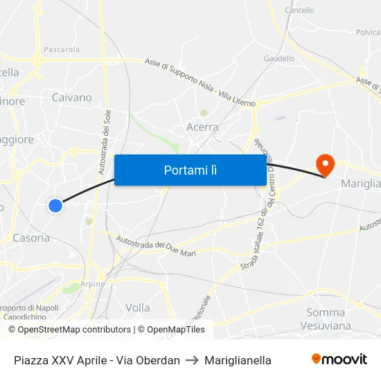 Piazza XXV Aprile - Via Oberdan to Mariglianella map