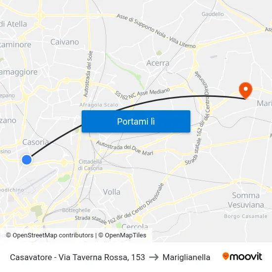 Casavatore - Via Taverna Rossa, 153 to Mariglianella map