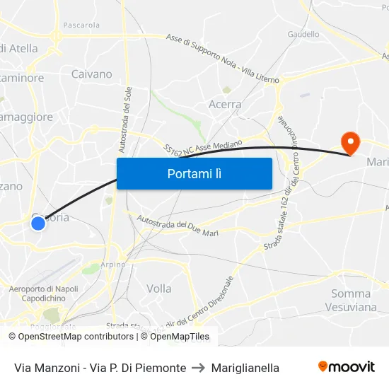 Via Manzoni - Via P. Di Piemonte to Mariglianella map