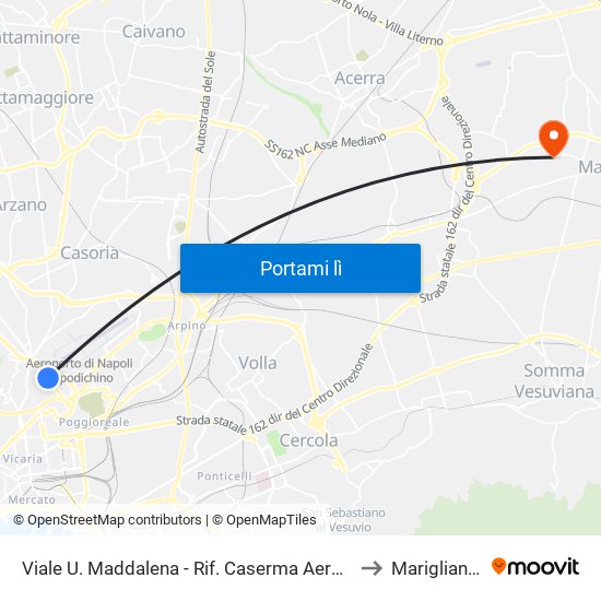 Viale U. Maddalena - Rif. Caserma Aeronautica to Mariglianella map