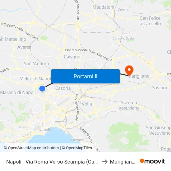 Napoli - Via Roma Verso Scampia (Carcere) to Mariglianella map