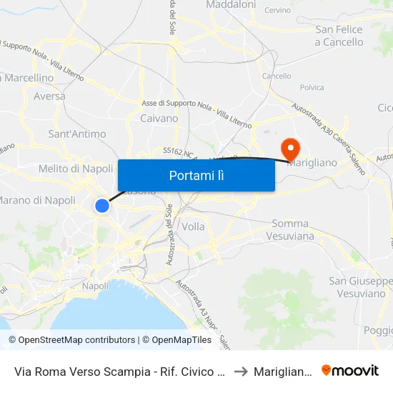 Via Roma Verso Scampia - Rif. Civico N° 56c to Mariglianella map