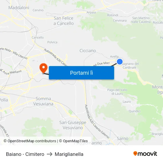Baiano - Cimitero to Mariglianella map