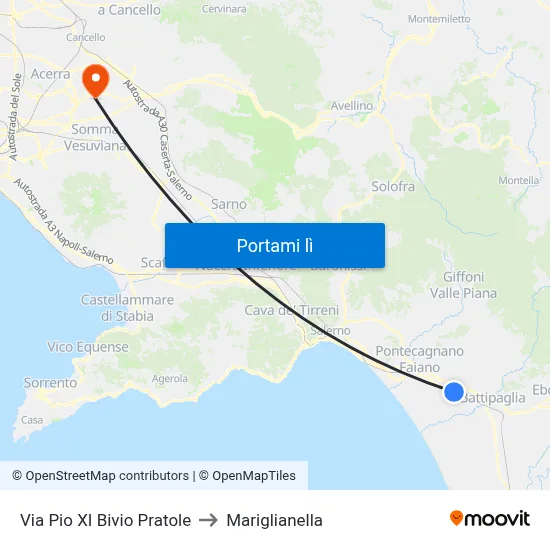 Via Pio XI Bivio Pratole to Mariglianella map