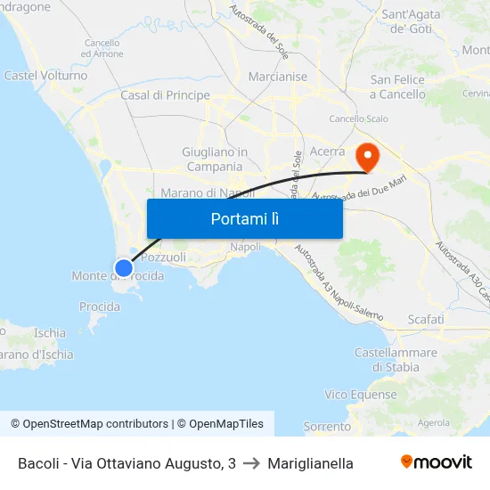 Bacoli - Stazione Fusaro to Mariglianella map