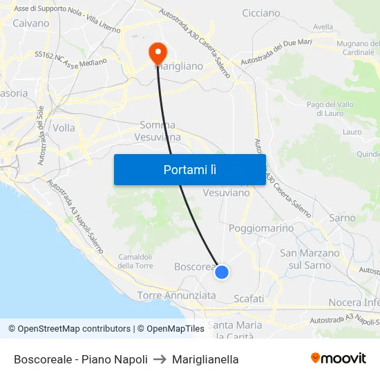 Boscoreale - Piano Napoli to Mariglianella map