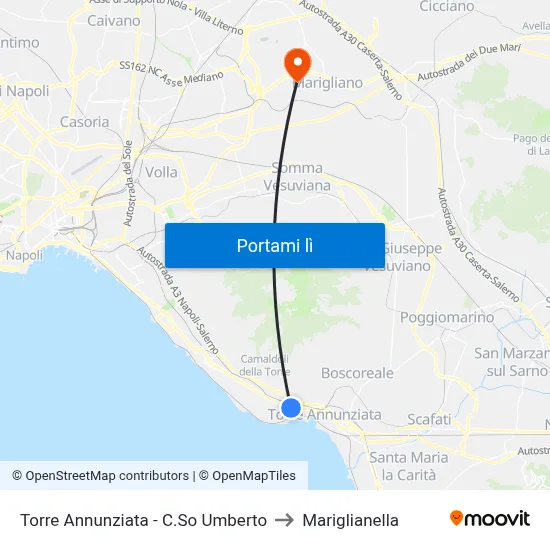 Torre Annunziata - C.So Umberto to Mariglianella map