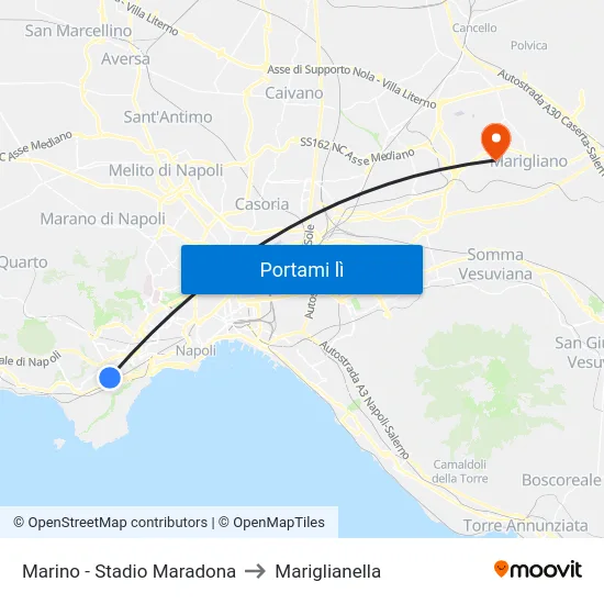 Marino - Stadio Maradona to Mariglianella map