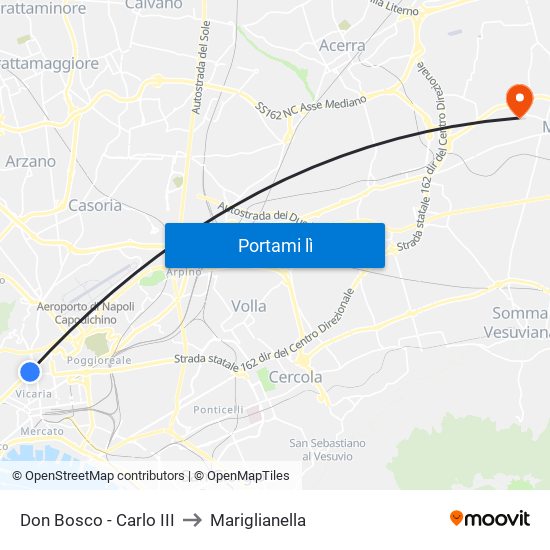 Don Bosco - Carlo III to Mariglianella map