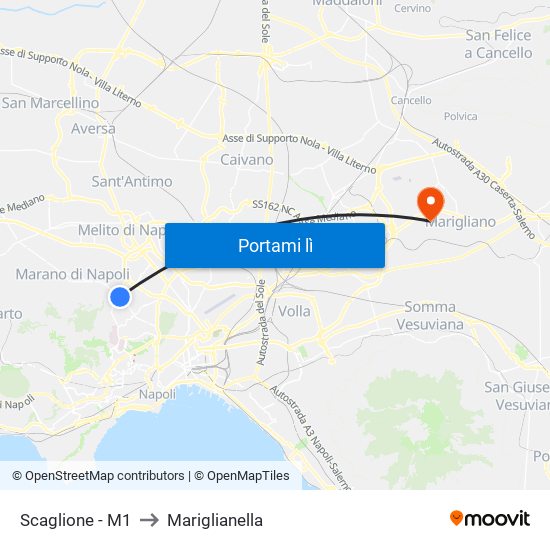 Scaglione - M1 to Mariglianella map