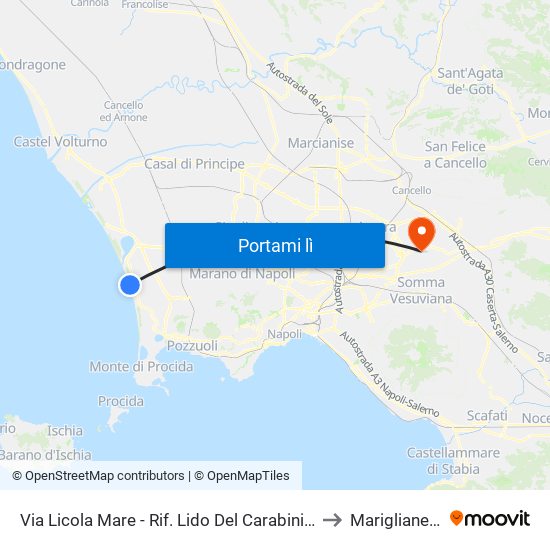 Via Licola Mare - Rif. Lido Del Carabiniere to Mariglianella map