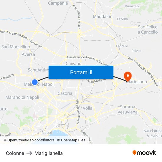 Colonne to Mariglianella map