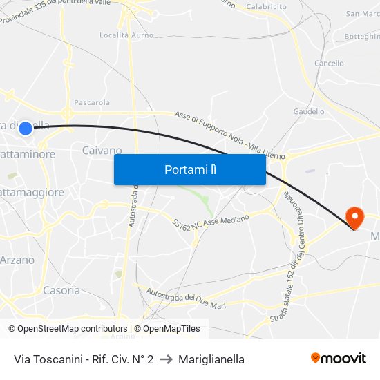 Via Toscanini - Rif. Civ. N° 2 to Mariglianella map