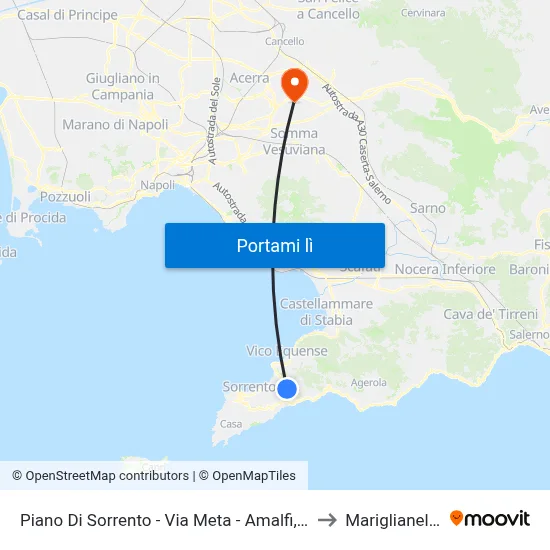 Piano Di Sorrento - Via Meta - Amalfi, 4 to Mariglianella map