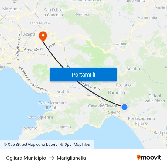 Ogliara Municipio to Mariglianella map