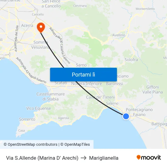 Via S.Allende (Marina D' Arechi) to Mariglianella map