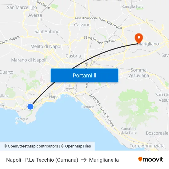 Napoli - P.Le Tecchio (Cumana) to Mariglianella map