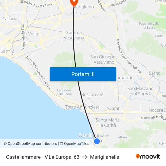 Castellammare - V.Le Europa, 63 to Mariglianella map