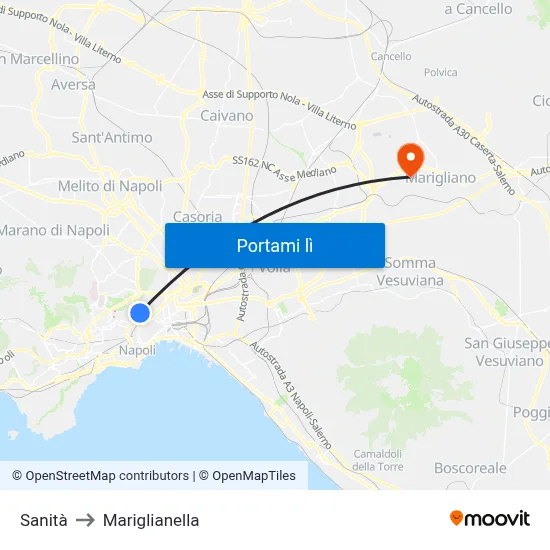 Sanità to Mariglianella map