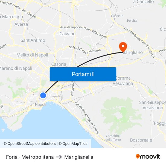 Foria - Metropolitana to Mariglianella map