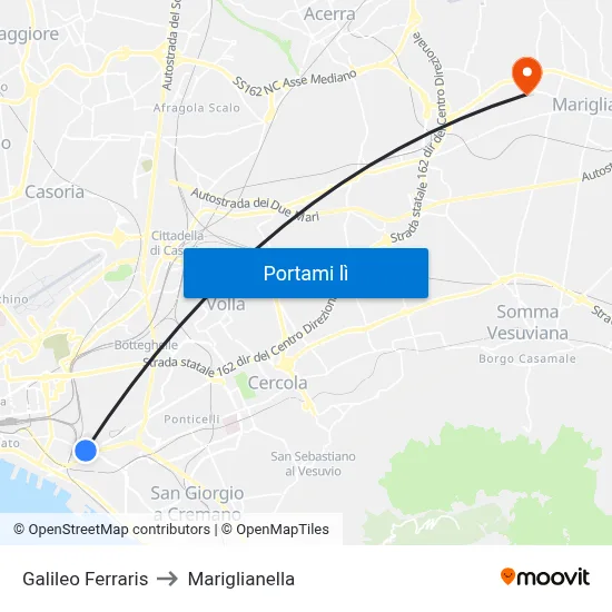 Galileo Ferraris to Mariglianella map