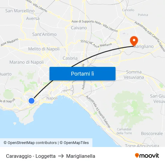 Caravaggio - Loggetta to Mariglianella map