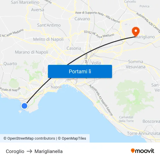Coroglio to Mariglianella map