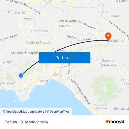 Padula to Mariglianella map