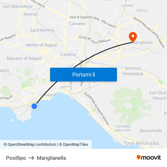 Posillipo to Mariglianella map