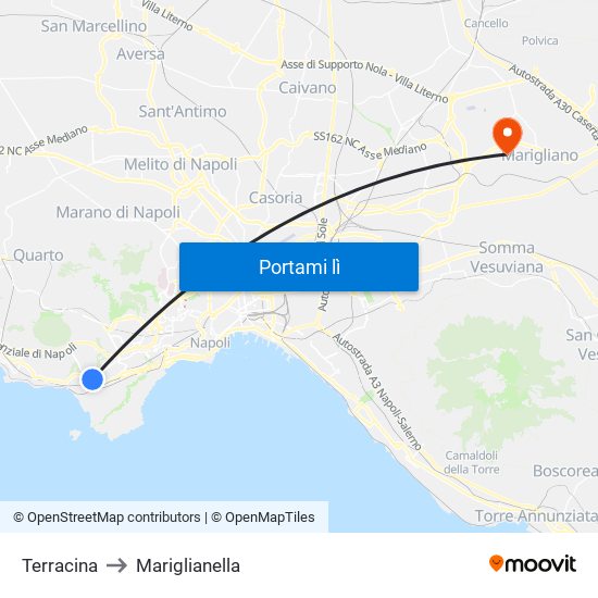 Terracina to Mariglianella map