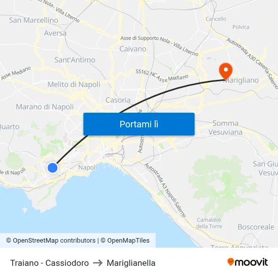 Traiano - Cassiodoro to Mariglianella map