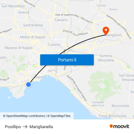 Posillipo to Mariglianella map