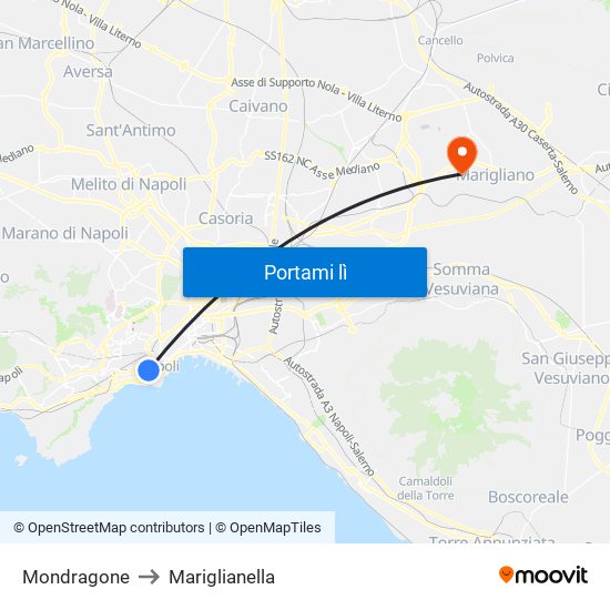 Mondragone to Mariglianella map