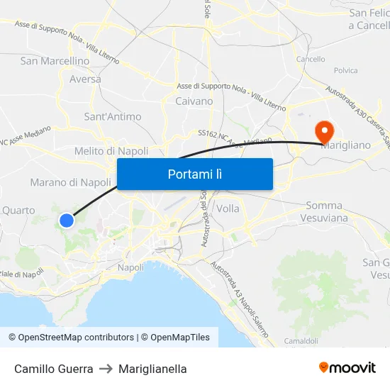 Camillo Guerra to Mariglianella map