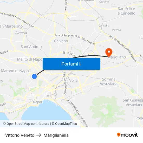 Vittorio Veneto to Mariglianella map