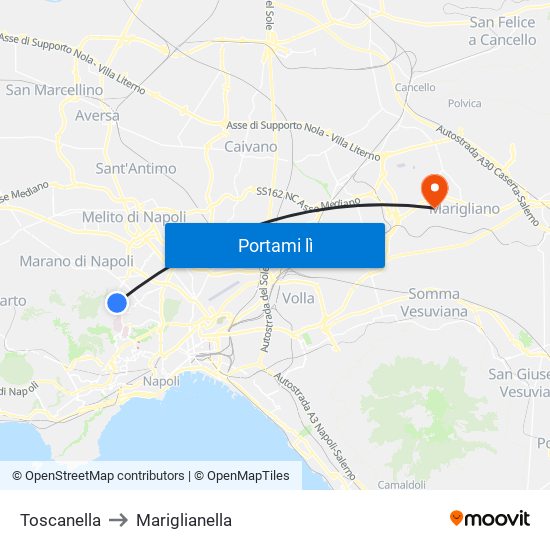 Toscanella to Mariglianella map