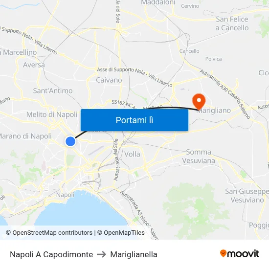 Napoli A Capodimonte to Mariglianella map