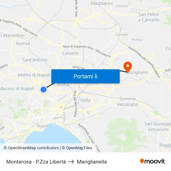 Monterosa - P.Zza Libertà to Mariglianella map