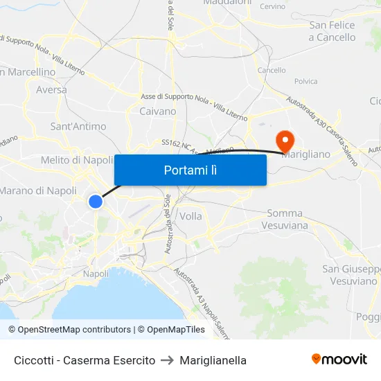 Ciccotti - Caserma Esercito to Mariglianella map