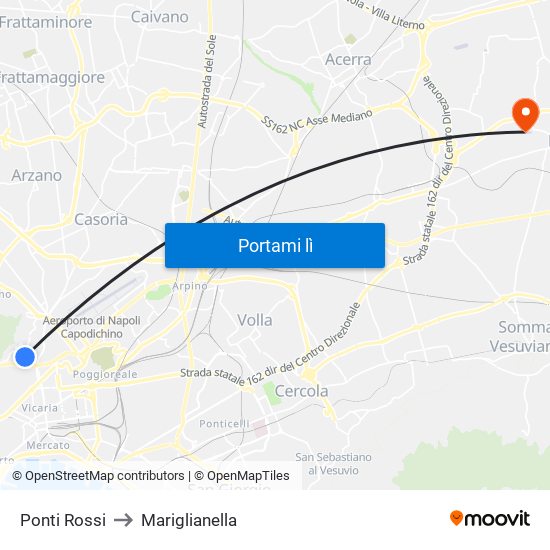 Ponti Rossi to Mariglianella map