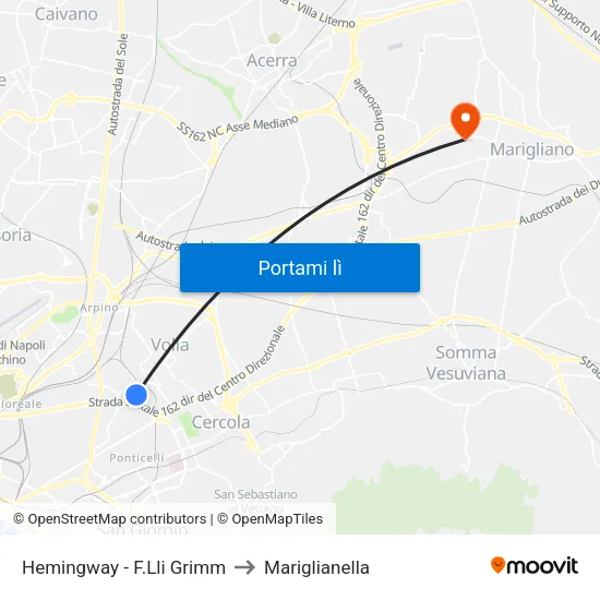 Hemingway - F.Lli Grimm to Mariglianella map