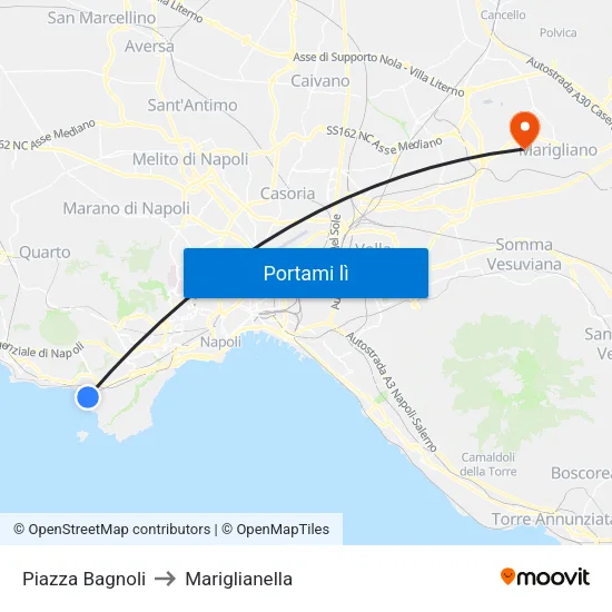 Piazza Bagnoli to Mariglianella map