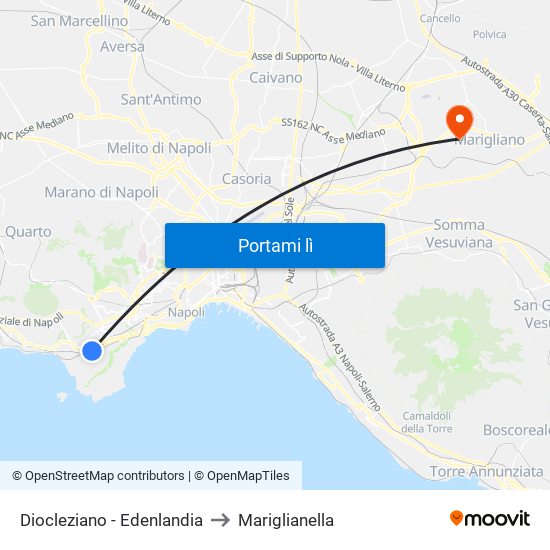 Diocleziano - Edenlandia to Mariglianella map