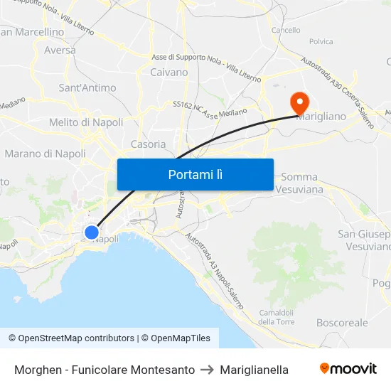 Morghen - Funicolare Montesanto to Mariglianella map