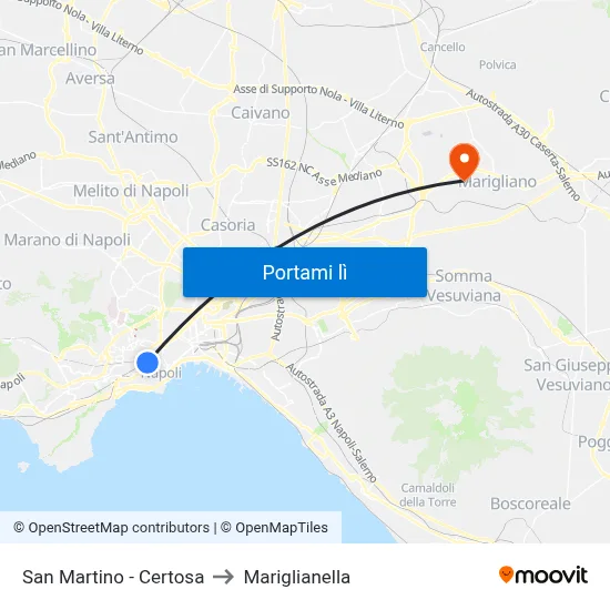 San Martino - Certosa to Mariglianella map
